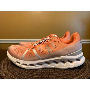 On Cloudsurfer Mens Flame Orange White Athletic Running Shoes Sneakers Size 10